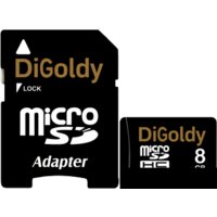 DiGoldy microSDHC (Class 10) 8GB + адаптер [DG008GCSDHC10-AD]